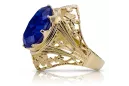 Sapphire 8 كارت من الذهب الأصفر خاتم حرف يدوية فينتاج vrc031x-sp Art Deco أسلوب مجوهرات فينتاج روسي سوفيتي من اتحاد الجمهوريات ا
